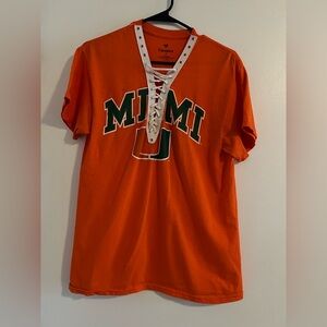 Ladies UM Miami Canes Tie Up T-Shirt Orange